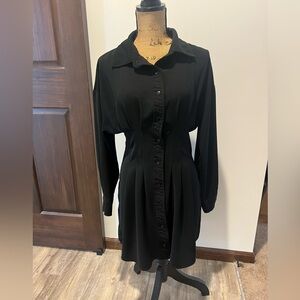 Vici Black shirt dress. Pleated waist- size small